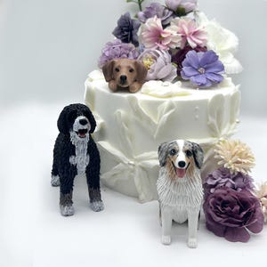 カスタマイズされた犬のウェディングケーキトッパー、犬好きの方へのギフト、ペットの誕生日記念日ギフト、犬の誕生日、ケーキトッパー、ペットのメモリアルギフト