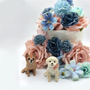 カスタマイズされた犬の像、ウェディングケーキトッパー、ペットケーキトッパー、ペットの誕生日ケーキトッパー、ウェディングケーキトッパー、ペットの像、犬好きの方へのギフト