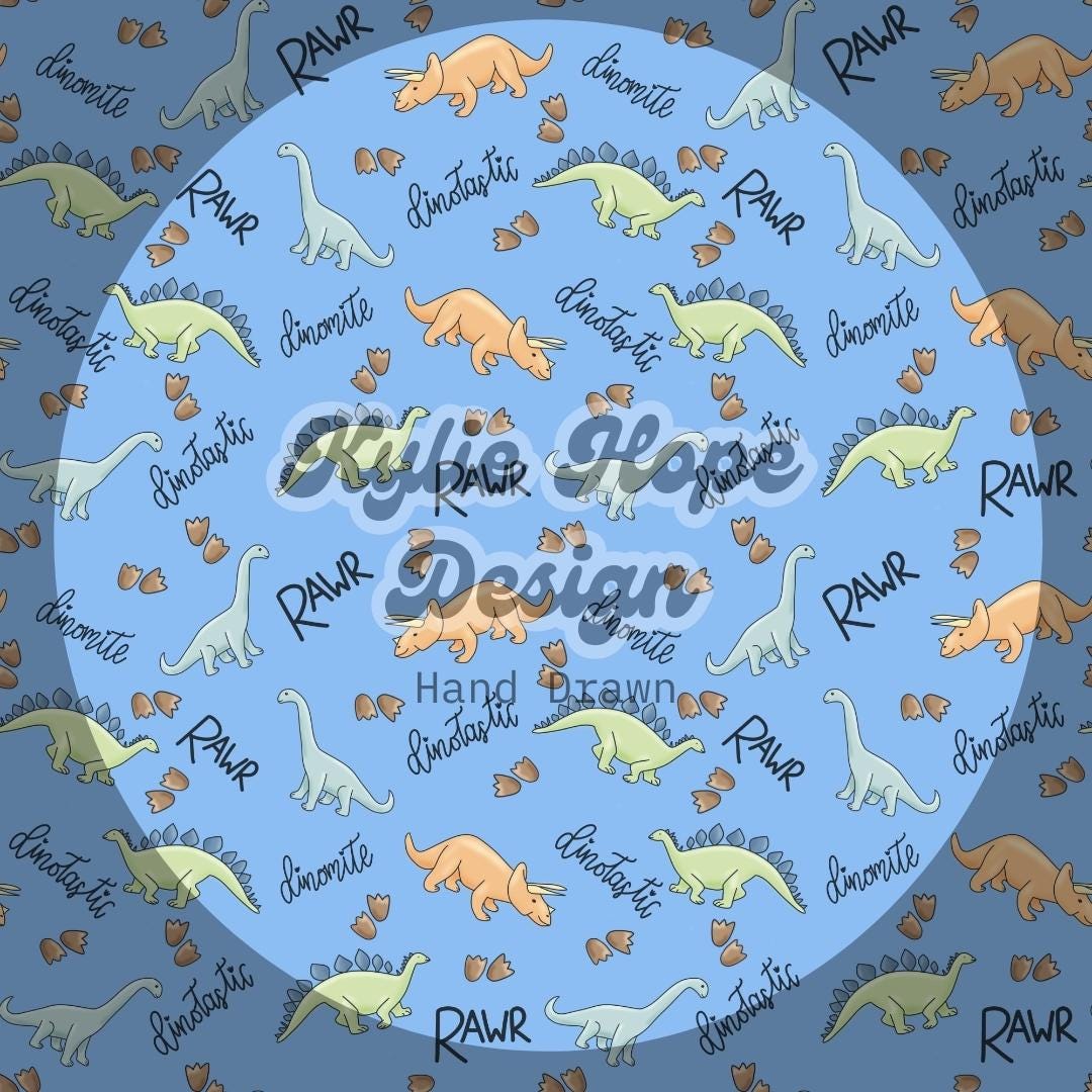 Cutecore Dinosaur Seamless Pattern: Hand-drawn Digital Paper (PNG) - Etsy