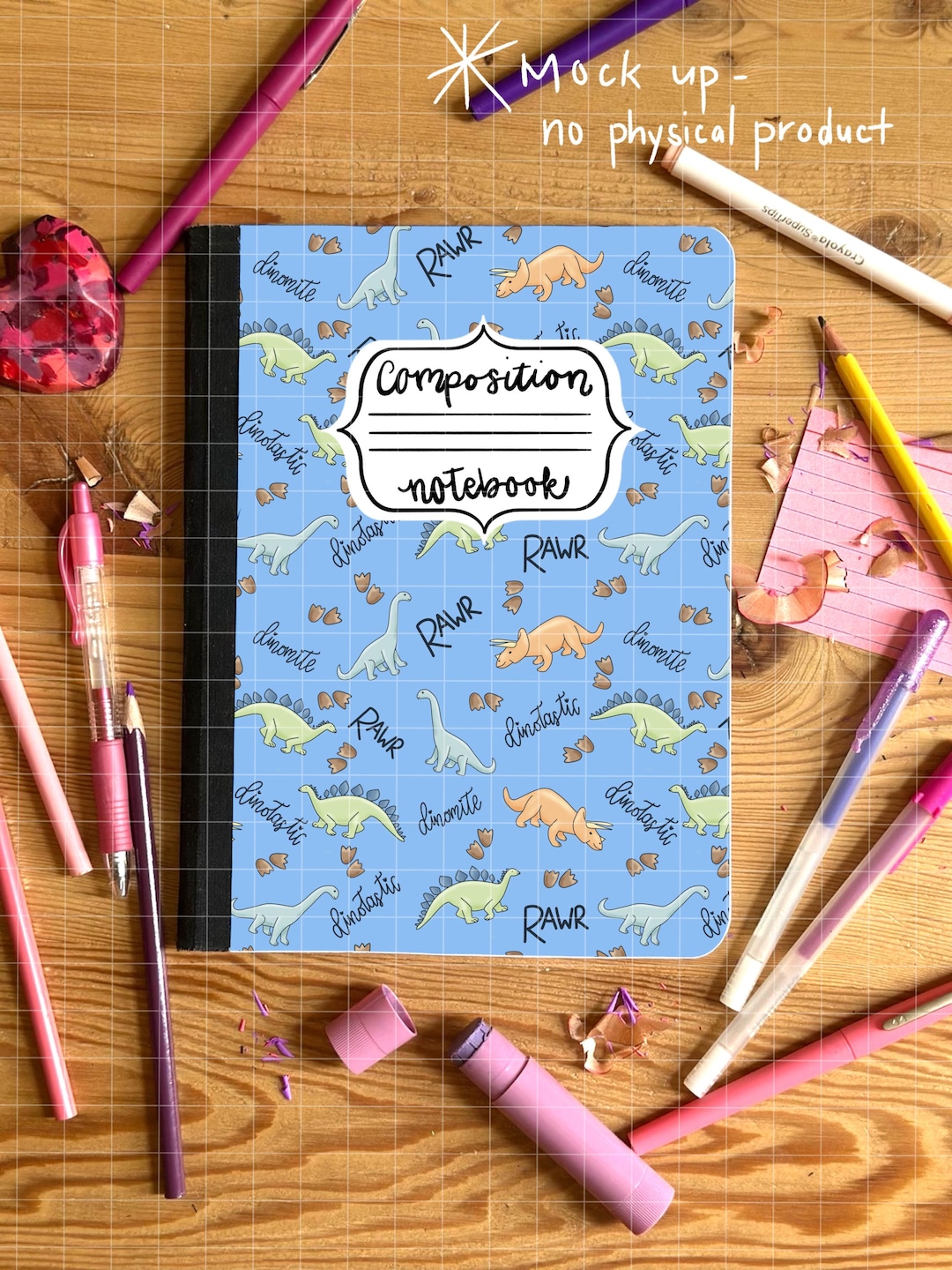 Dinosaur Composition Notebook Cover Art: Back to School PNG (digital ...