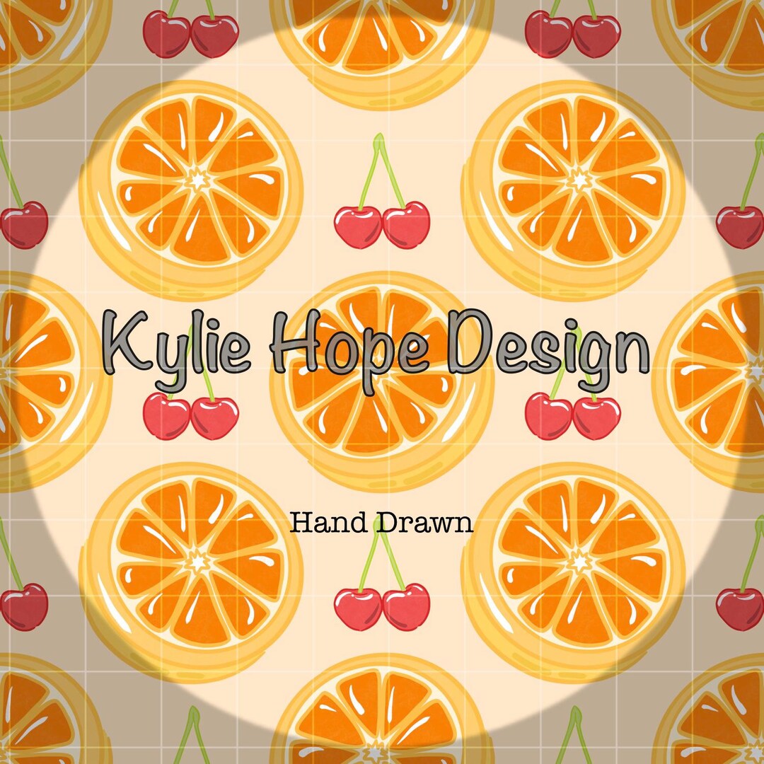 Orange Cherry Lemon Seamless Pattern Design Digital Download PNG – Hand ...