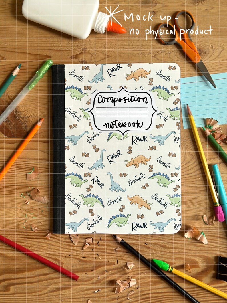 Dinosaur Composition Notebook Cover Art: Printable PNG File (digital ...