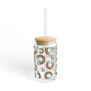 Verre à boire arc-en-ciel, 16 oz, emballage transparent coloré, design arc-en-ciel, verres amusants, cadeau pour amoureux, décoration de cuisine, boîte en verre, tasse de café glacé LGBTQ