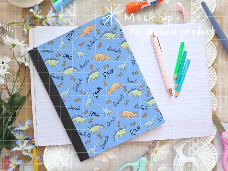 Dinosaur Composition Notebook Cover Art: Back to School PNG (digital ...
