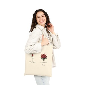 El Plan de Dios Roses Tote Bag, Spanish Faith Tote, Christian Bag, Religious Gift, Biblia Quote Bag, Mujer de Fe Gift, Rose Canvas Tote image 5