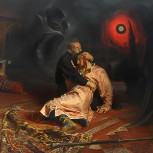 Terrible Influence - repainting of Ilya Repin&#39;s &quot;Ivan the Terrible and His Son Ivan&quot; - Art Print for Digital Download