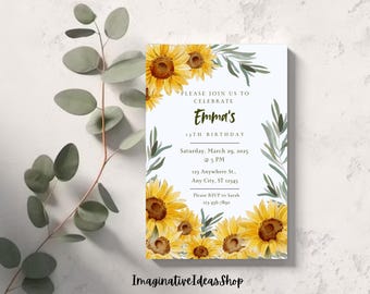 Sunny Sunflower Birthday Invitation