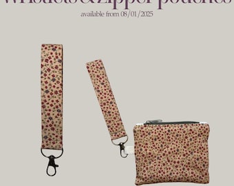 Cotton Keychain Wristlet & Quilted Zipper Pouch sets | Handmade, minimalist everyday pouch