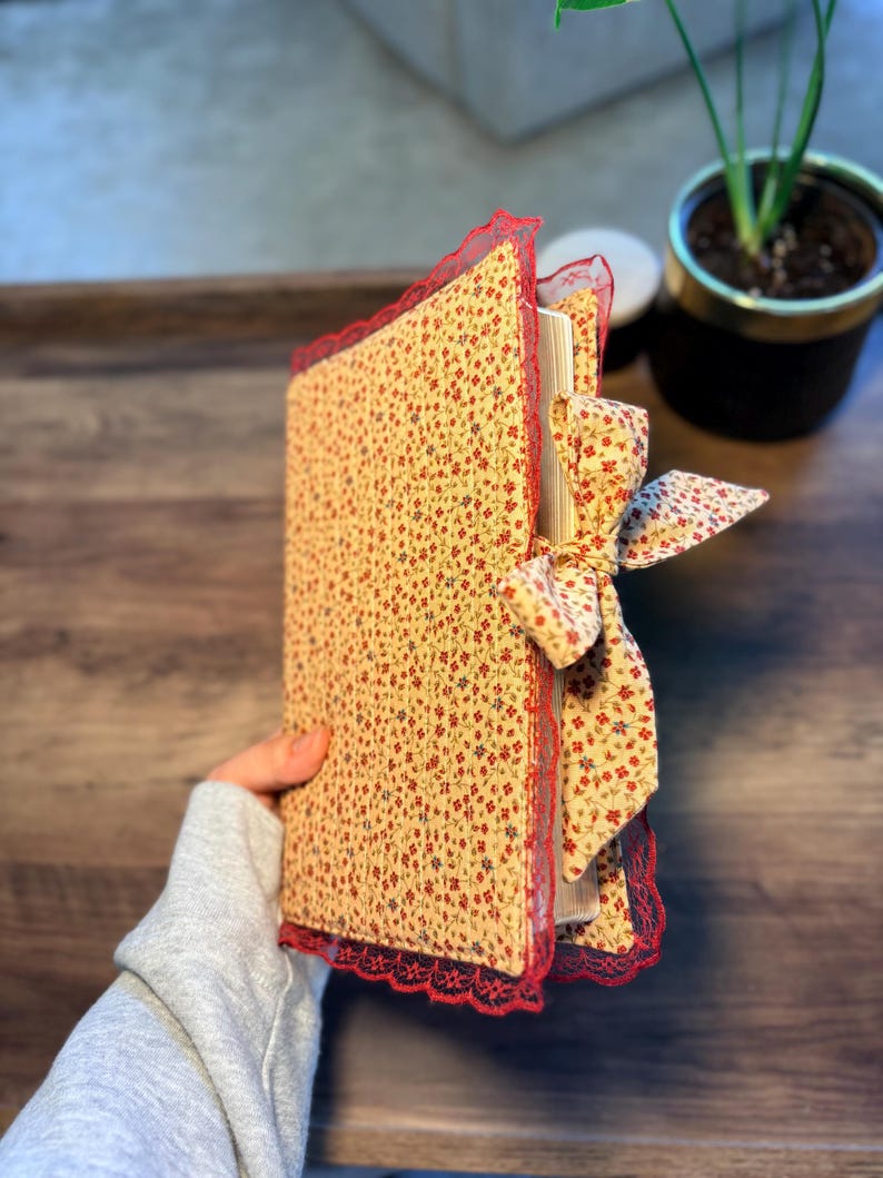 Handmade Bible Cover | Quilted, Patchwork, Corduroy | Customizable Fabric and Ruffles | Book, Diary Cover