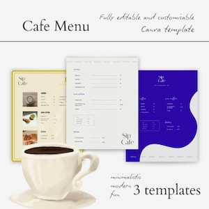 Minimal Cafe Menu | Modelo editável | Modelo totalmente personalizável | Placa de cafeteria | Modelo de menu de café | Menu de café em casa