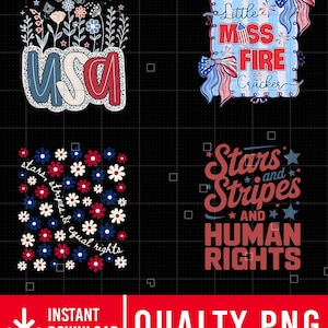 4th of July Bundle Png, Floral USA Png, Retro America Png, American Girly Png, America png, Fourth Of July png, Patriotic