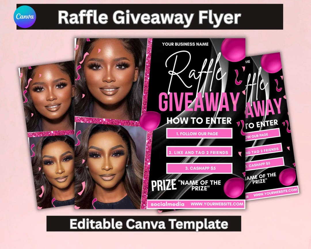 Hair Raffle Raffle Giveaway Flyer, Prize Flyer, Hair Lashes Braids Nails Makeup ...