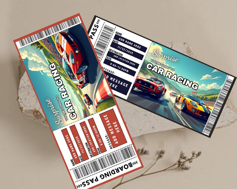 Car Racing Surprise Gift Ticket, Car Racing Event Vouchers, Car Racing ...