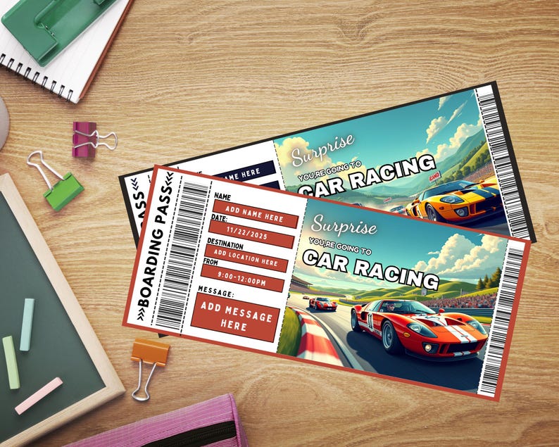 Car Racing Surprise Gift Ticket, Car Racing Event Vouchers, Car Racing ...