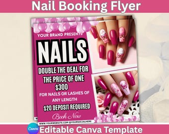 Nail Booking Flyer, Nail Special Sale Flyer, Nail Tech Flyer, Nail Booking Flyer, Nail Appointments Available Flyer, Canva Editable