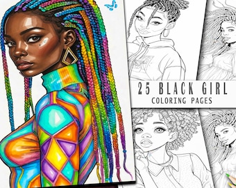 Black Women Coloring Book Vol 2, Afro Style Portraits, Melanin Beauty Pages (PDF Download)