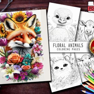 Floral Animal Coloring Book: 50 Printable Pages (PDF)