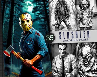 Horror Movie Icons Coloring Book | 35 Slasher Pages (Download PDF)