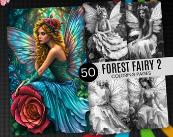Forest Fairy 2 Coloring Book: Greyscale Whimsical Fantasy (PDF Download)