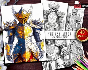 Kleurboek Fantasy Armor | 40 middeleeuwse grijswaardenontwerpen (pdf-download)