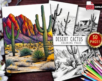 Kleurboek woestijncactus: 50 botanische bloemmotieven (pdf-patroon)