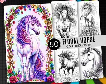 Floral Horse Coloring Pages: 50 Printable Designs (PDF Download)