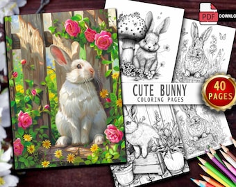 Rabbit Coloring Pages: 40 Grayscale Garden Bunny Designs (PDF Download)