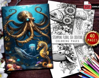 Libro para colorear de criaturas marinas: 45 páginas con temática oceánica (PDF imprimible)