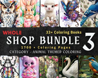 1700+ Animal Coloring Pages Bundle | Wildlife, Jungle, Ocean Creatures (Digital Download)