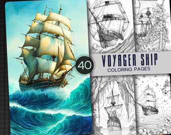 Sailing Ship Coloring Book – 40 Nautical Adventure Pages (Printable PDF)