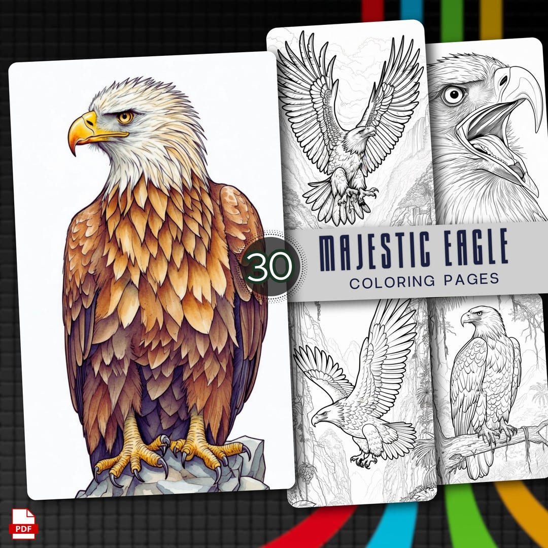30 Majestic Eagle Coloring Pages for Adults & Kids | Wildlife Bird PDF ...