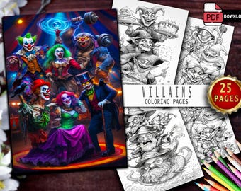 25 Dark Fantasy Villains Coloring Pages | Gothic Evil Characters (Printable PDF)