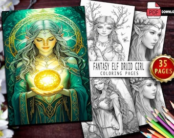 Kolorowanka „Elfka Druidka” – 35 fantastycznych wzorów w odcieniach szarości (do pobrania w formacie PDF)