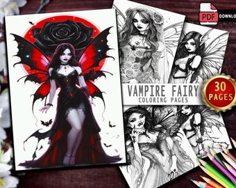Vampire Fairy Coloring Book | Dark Gothic Art (Printable PDF)