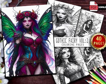 Gothic Fairy Kleurboek VOL. 2 | 40 pagina's donkere fantasiekunst (afdrukbare pdf)