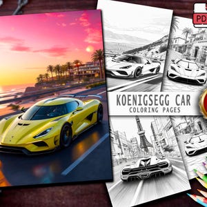 Koenigsegg Coloring Book: 50 Pages of Supercar Fun (Digital Download)