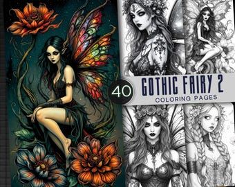 Gothic Fairy Coloring Book VOL. 2 | 40 Pages Dark Fantasy Art (Printable PDF)