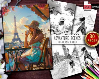 Travel Adventure Coloring Pages: Road Trip Landscapes (PDF Download)