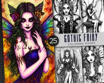 Gothic Fairy Coloring Book: Dark Fantasy Art, 25+ Pages (Printable PDF)