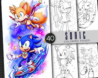 Disegni da colorare di Sonic per bambini: 40 disegni stampabili (download digitale)