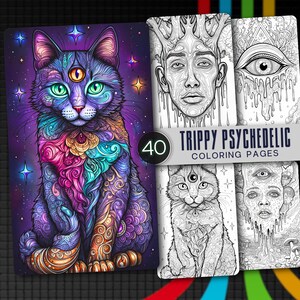 40 Psychedelic Trippy Coloring Pages for Adults | Mind-Bending Art Therapy (Digital Download)