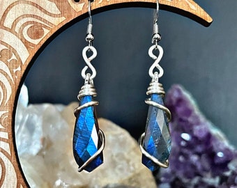 Labradorite Earrings, Faceted Stone Jewelry for Women, Made in USA