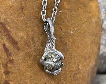 Tiny Dragon Claw Necklace w/ Pyrite Cluster