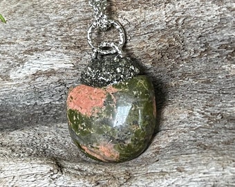 Unakite Necklace, Stone Jewelry for Women, Festival Fashion, Ohio Artist