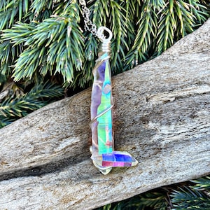 Angel Aura Quartz Necklace, Rainbow Crystal Jewelry