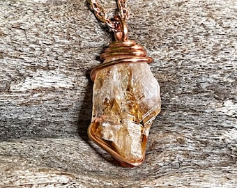 Citrine Crystal Necklace, Raw Stone Jewelry