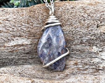 Iolite Necklace, Natural Stone Jewelry for Women