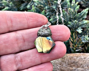 Labradorite Necklace, Faceted Stone Jewelry for Women & Men