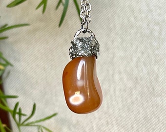 Carnelian Necklace, Orange Stone Jewelry