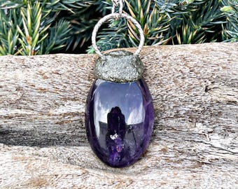 Dark Amethyst Necklace, Purple Gemstone Jewelry for Her